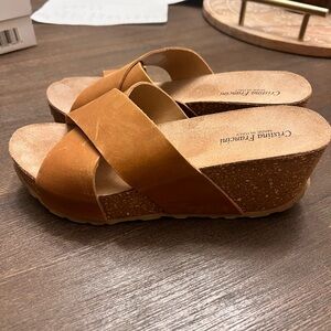 Cristina Francini made in Italy Brown Wedge Sandals!👡